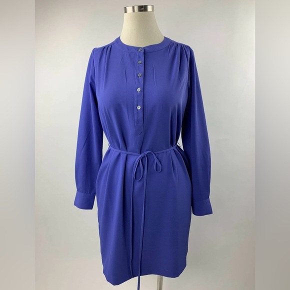 Loft | Henley Tie Waist Button-Down Long Sleeve Dress Sheath Dress Size XS - Picture 1 of 4